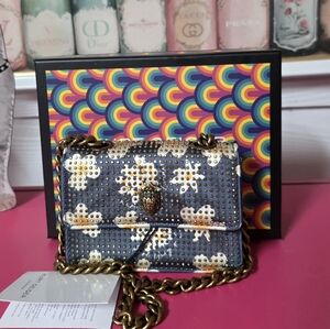 Stylish Blue and Gold Crossbody Bag